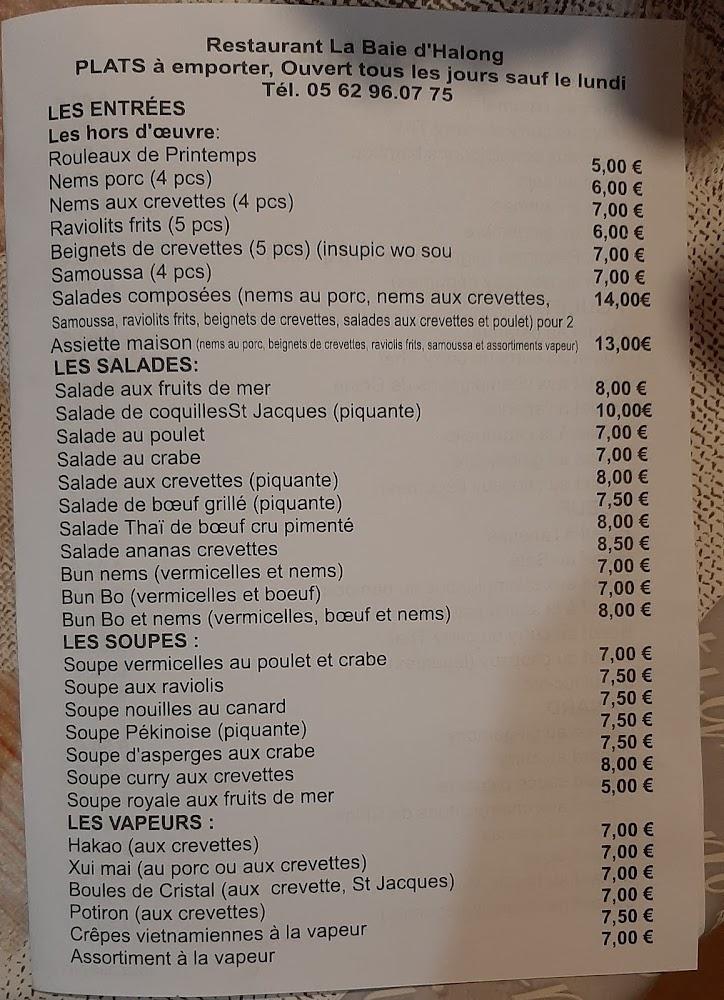 Restaurant La baie d'Ha Long - Menu Image 1